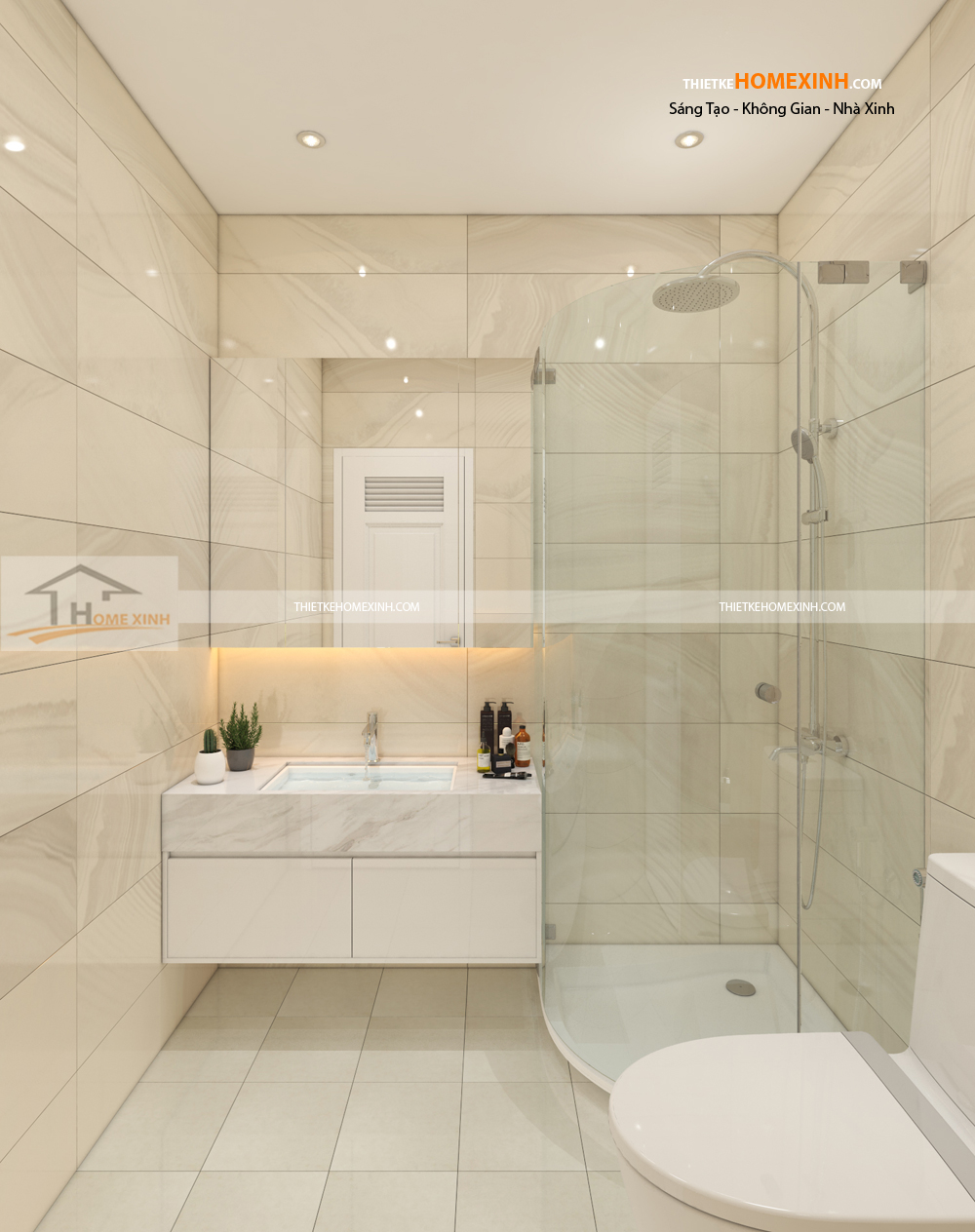 Thiết kế nội thất biệt thự phòng tắm đơn giản