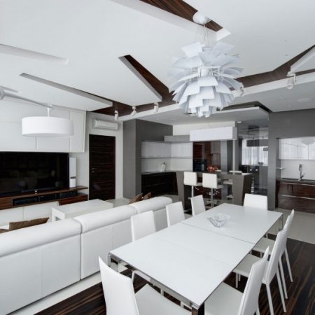 thiết kế nội thất chung cư trắng