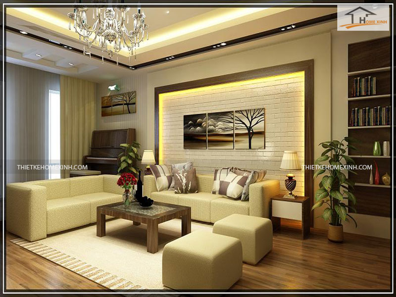 Thiết kế nội thất đơn giản hiện đại giúp không gian phòng khách trở nên sang trọng 
