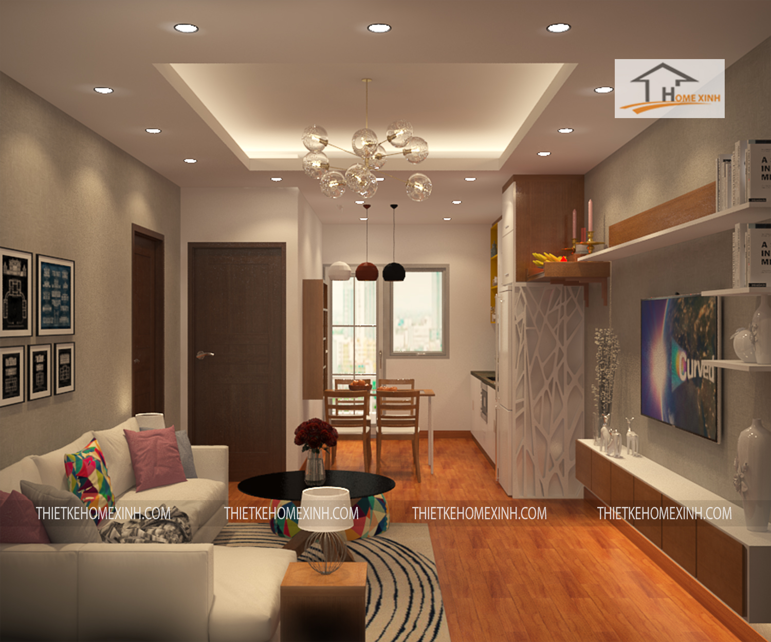phòng khách căn hộ 09B Gemek - thiết kế Home Xinh