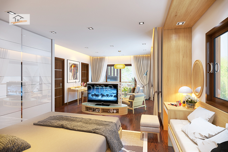 Thiết kế nội thất phòng ngủ master tầng 2 biệt thự Linh Đàm 05