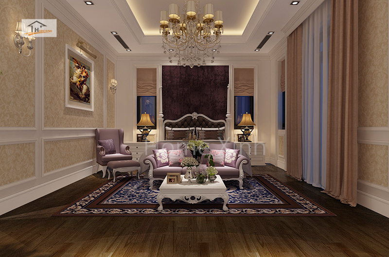 Thiết kế nội thất phòng ngủ master biệt thự Quảng Ninh 01