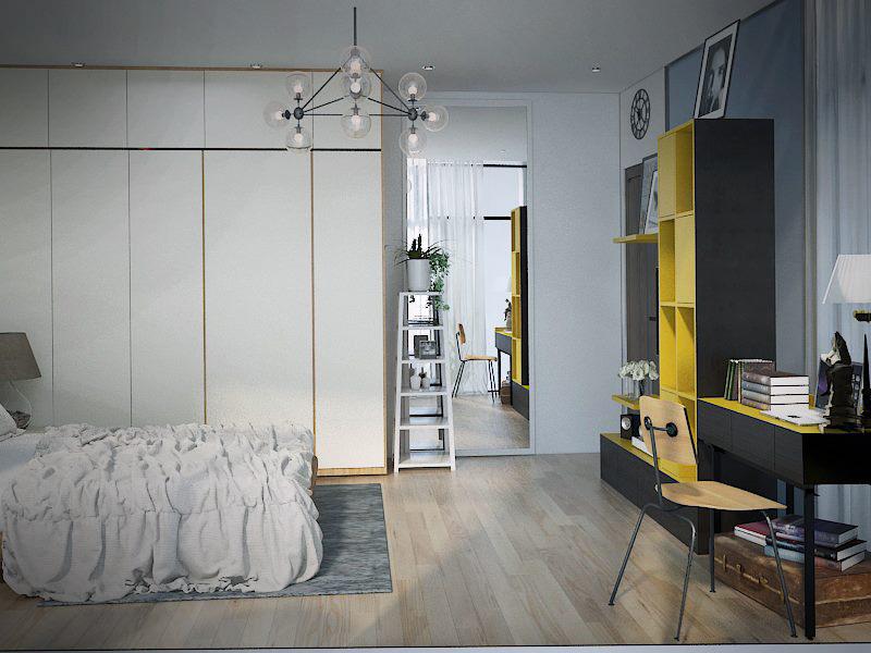 Hình 03: Thiết kế nội thất phòng ngủ cá tính trẻ trung và rất hiện đại