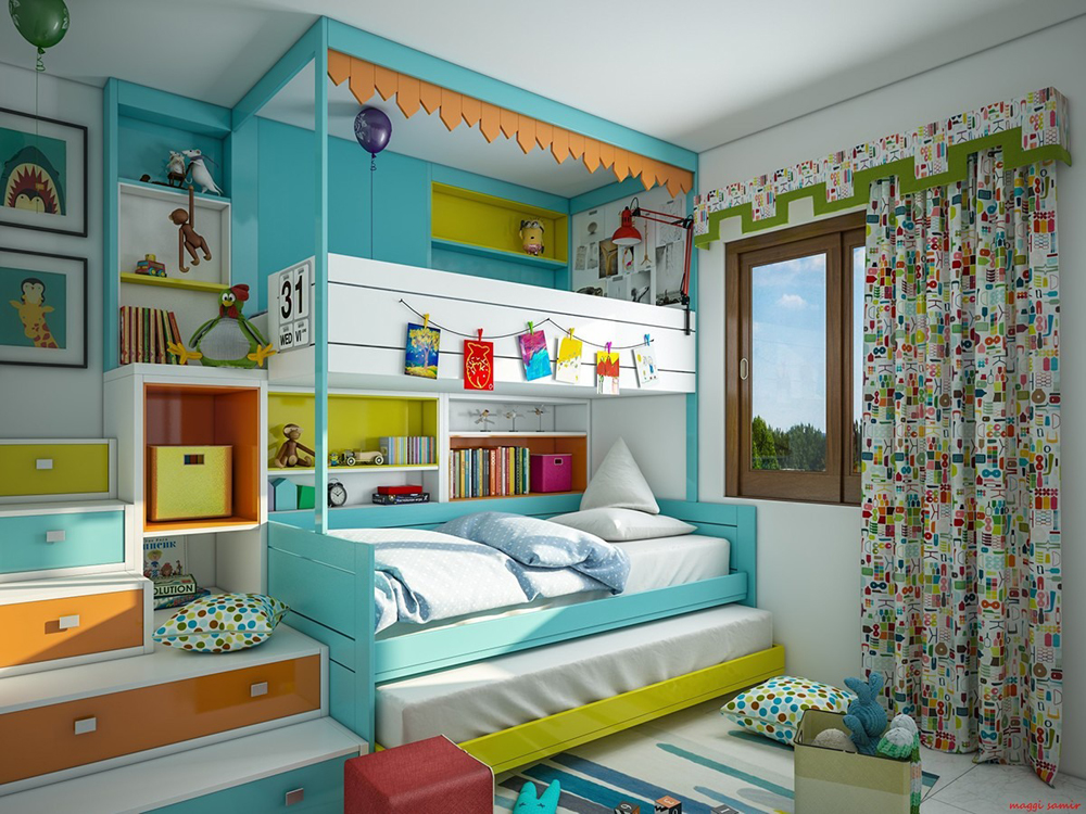 thiết kế phòng ngủ trẻ em vui nhộn