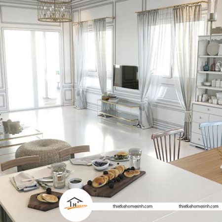 Thiết kế phòng khách biệt thự phong cách scandinavian