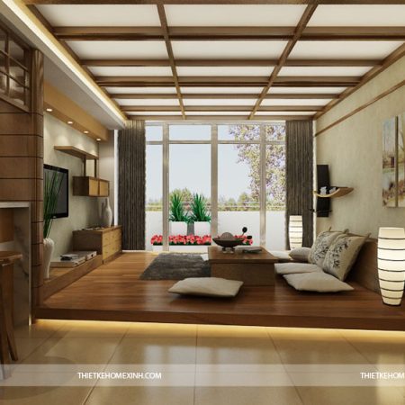 Thiết kế nội thất nhà phố bằng gỗ tự nhiên