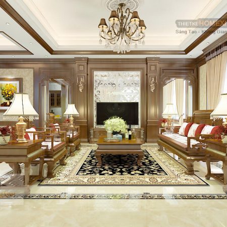 Thiết kế nội thất biệt thự tân cổ điển 250m2 tại Phú Thọ