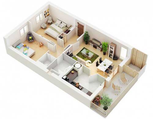 15+ Mẫu thiết kế nội thất căn hộ 70m2 2 phòng ngủ và 3 phòng ngủ