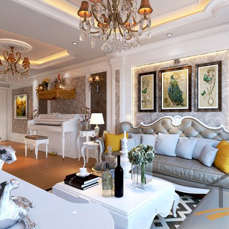 Nội thất phòng khách chung cư Golden field 110m2 - Chú Huy