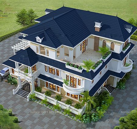 Thiết kế biệt thự mái thái 3 tầng - ảnh 3