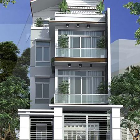 Mặt tiền thiết kế nhà phố 6x17m đẹp 4 tầng tại Bình Dương