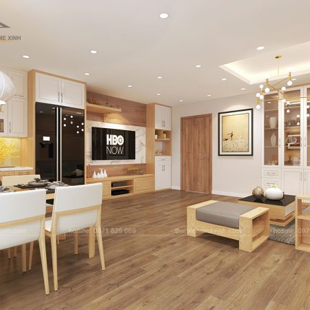 Nội thất phòng khách nhà chung cư chị Hải tại CT3 Trung Văn 3