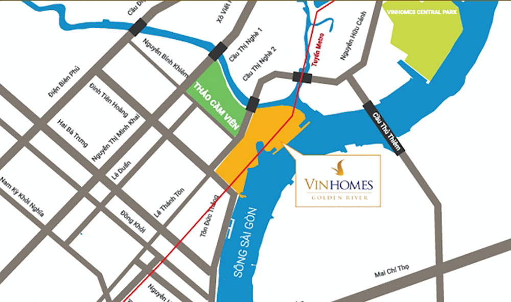 Bản đồ vị trí dự án Vinhomes Golden River Quận 1, Tphcm