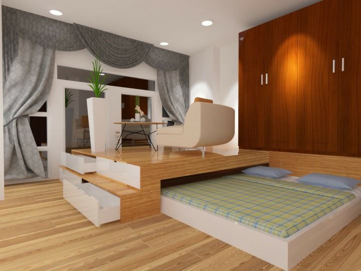 thiết kế nội thất căn hộ 40m2 2 phòng ngủ