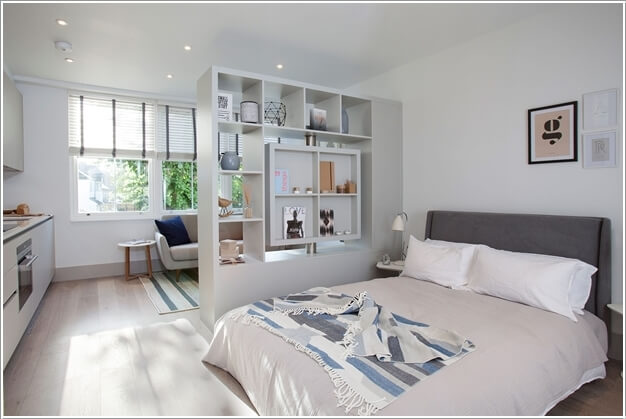 Thiết kế phòng ngủ kết hợp phòng khách sáng tạo và ấn tượng