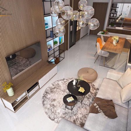 thiết kế nội thất chung cư TNR Skypark S3 Goldmark City - phòng khách 2