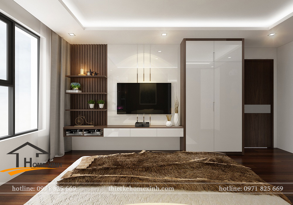 Kệ tivi và hệ vách trong phòng ngủ Kệ tivi và hệ vách trong phòng ngủ