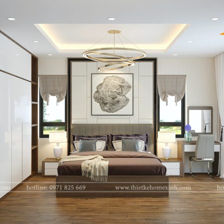 Mẫu thiết kế nội thất phòng ngủ cho nhà phố cô Hòa với tổng diện tích 120m2
