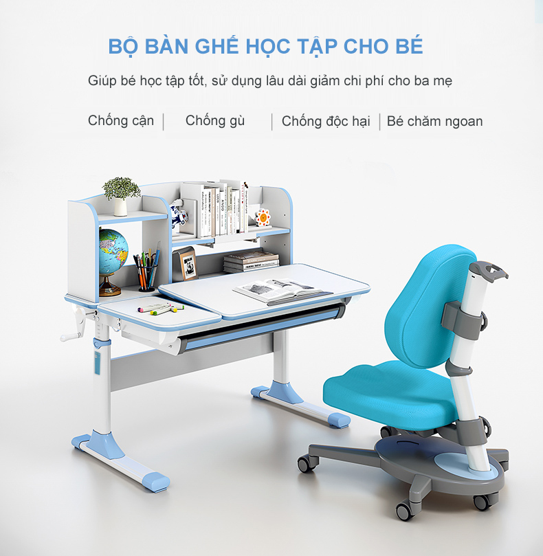 Bộ bàn học chống gù lưng cho bé